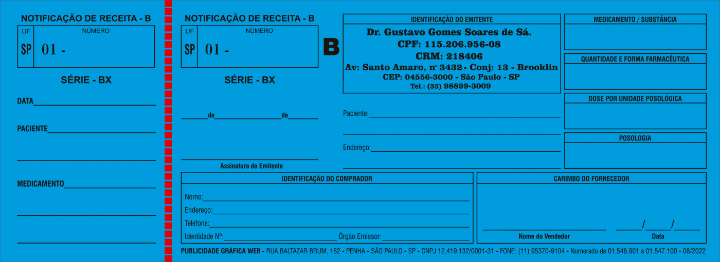 Receituários Personalizados - Azul - B - Gráfica PGW