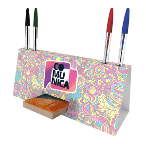 Calendário de Mesa com Porta Cartões e Canetas - Couchê 300g
