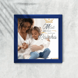 Azulejo Personalizado em Cerâmica Branca - Moldura Azul