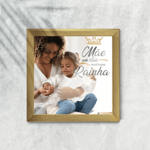 Azulejo Personalizado em Cerâmica Branca - Moldura Dourada