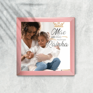 Azulejo Personalizado em Cerâmica Branca - Moldura Rosa