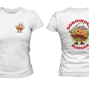 Camisetas - Impressão Peito 9x9cm e Costas 18x27cm - Camiseta Baby Look Feminina