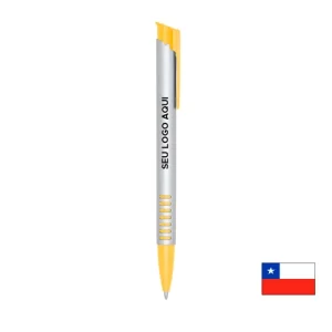 Caneta Chile Prata e Amarelo