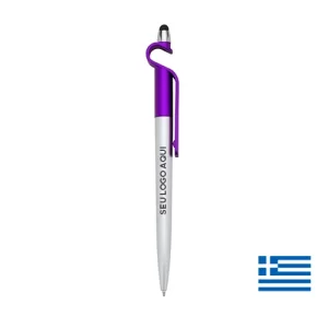 Caneta Grécia Prata e Roxa