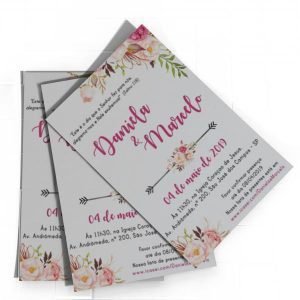 Convites - Couchê Fosco 300g - Laminação Fosca Bopp Frente - 105x148mm