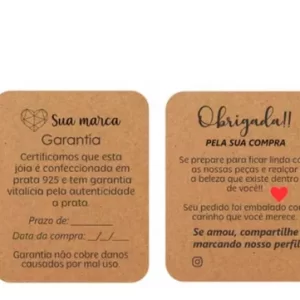 Certificado de Garantia - Kraft 280g - Mini