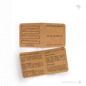 Certificado de Garantia - Kraft 280g - Plus