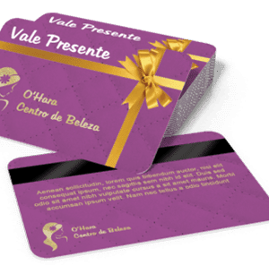 Vale Presente com Tarja Magnética -  PVC Branco 0,5mm - Cristal - Verniz Cristal Frente e Verso