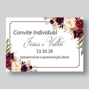 Convite de Casamento Individual - Couchê 300g - Sem Verniz