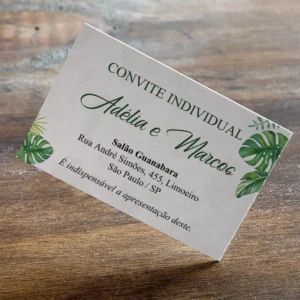 Convite de Casamento Individual - Couchê 250g - Sem Verniz