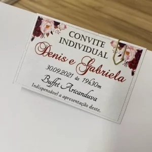 Convite de Casamento Individual - Perolizado 250g - Sem Verniz